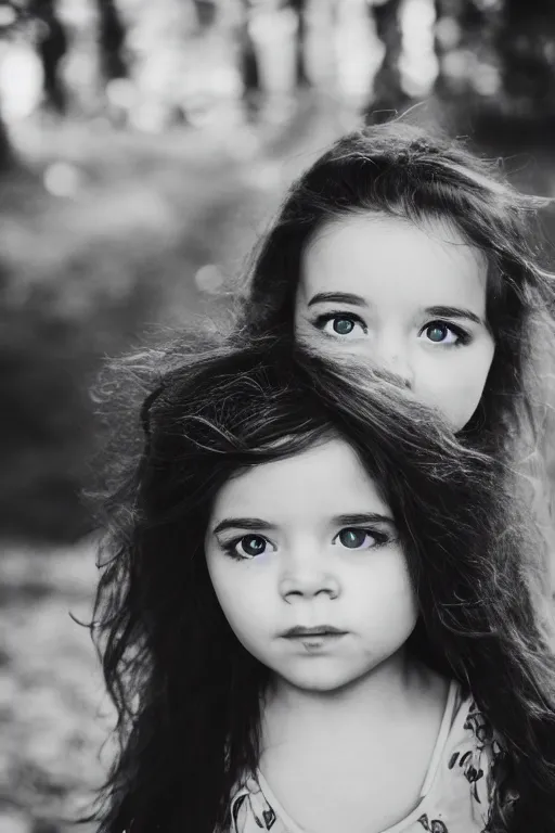 Image similar to canon, 30mm, bokeh, photograph of a little girl with blue eyes