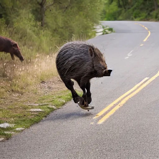 Image similar to Bicycle crashing into a wild boar, 8k, 50mm, award winning photo