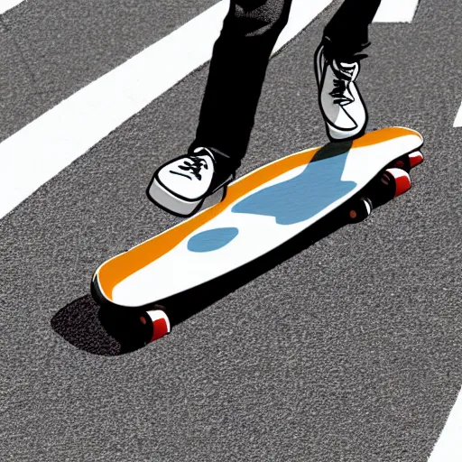 Image similar to graphic of a teenage girl pushing a skateboard side view