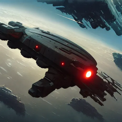 Image similar to futuristic, dreadnaught, battleship, concept art, by neil blevins