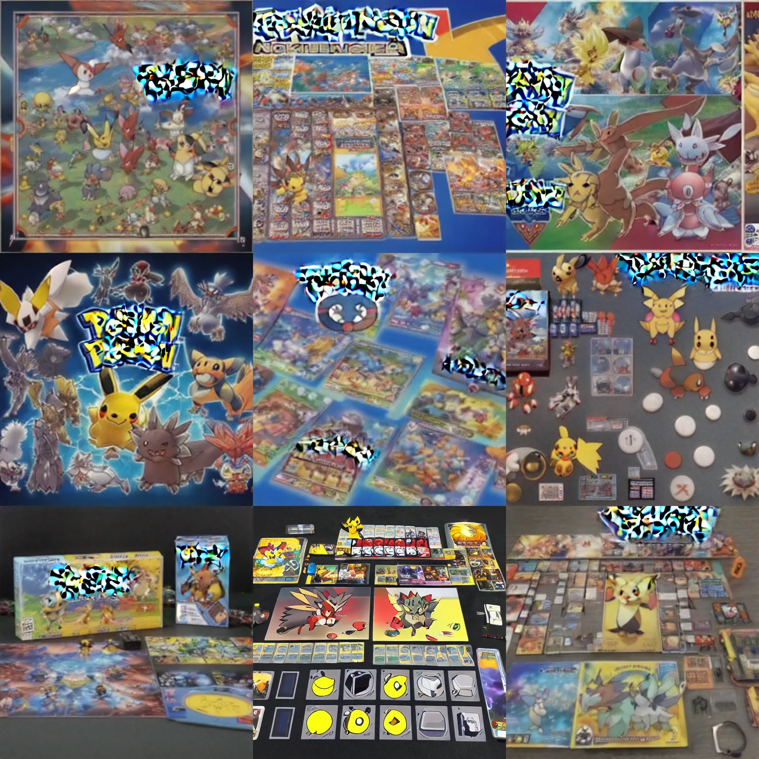 Prompt: knolling of a pokemon game