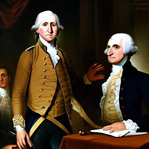 Prompt: George Washington whipping Benedict Arnold for being a traitor, US Propaganda, extremely detailed