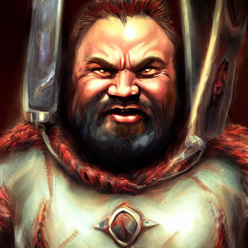 Image similar to a fantasy comic book style portrait painting of a dwarf berserker swinging axes, unreal 5, daz, hyperreal