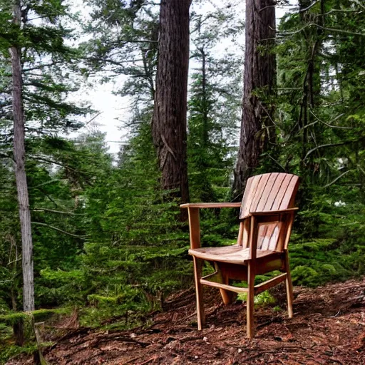 Image similar to a chair on top of the stairs in the forest