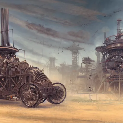 Image similar to dieselpunk orchestral machines, painted by john howe, pixiv, deviantart, artstation, danbooru, illustration, realistic, 4 k, unreal 5 render