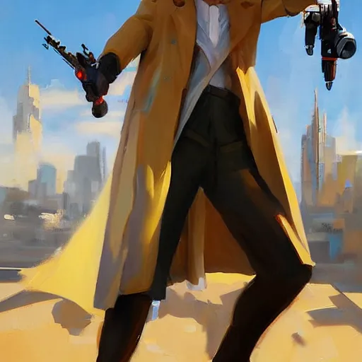 Image similar to greg manchess portrait painting of doctor who as overwatch character, medium shot, asymmetrical, profile picture, organic painting, sunny day, matte painting, bold shapes, hard edges, street art, trending on artstation, by huang guangjian and gil elvgren and sachin teng