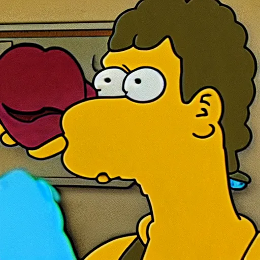 Image similar to photo of homer simpson eating marge simpson's head, hd, 4 k, detailed