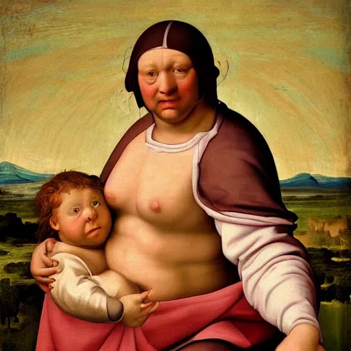 Prompt: The Pillsbury dough boy in the style of a renaissance painting.