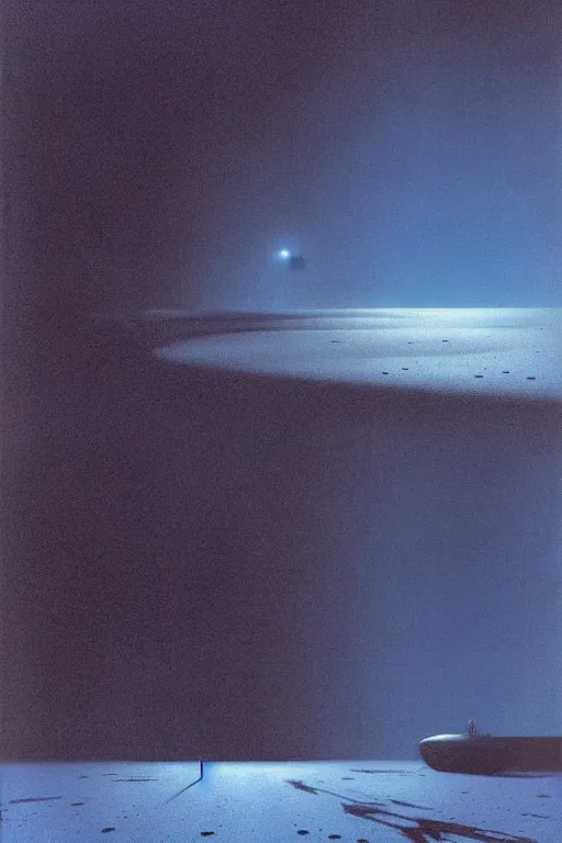 Image similar to emissary space by arthur haas and bruce pennington and john schoenherr, cinematic matte painting, photo realism, dark color palate, blue hour light snow
