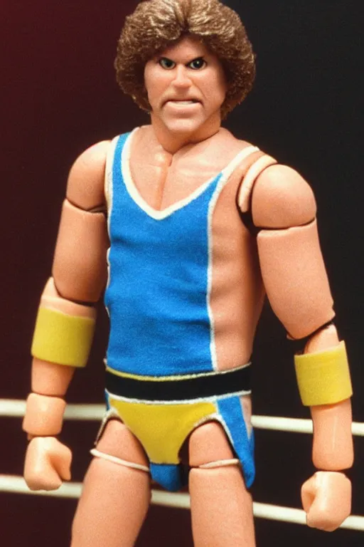 Image similar to will ferrell as a 1 9 8 0 s wrestling action figure