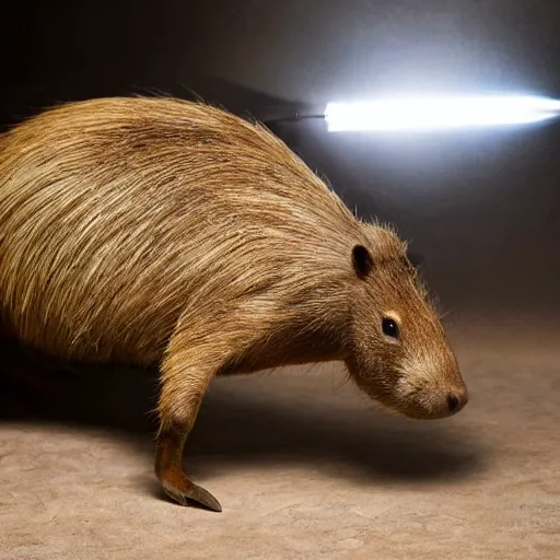 Image similar to armored capybara, majestic, epic lighting