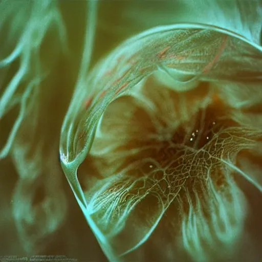 Prompt: A translucent plant by Zdzislaw Beksinski, detailed, macro photography