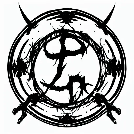 Image similar to black metal band logo, metal font, unreadable, black and white