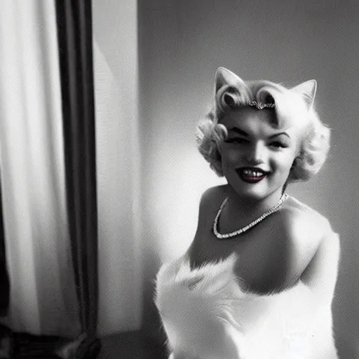 Image similar to a cat dressed like marilyn monroe