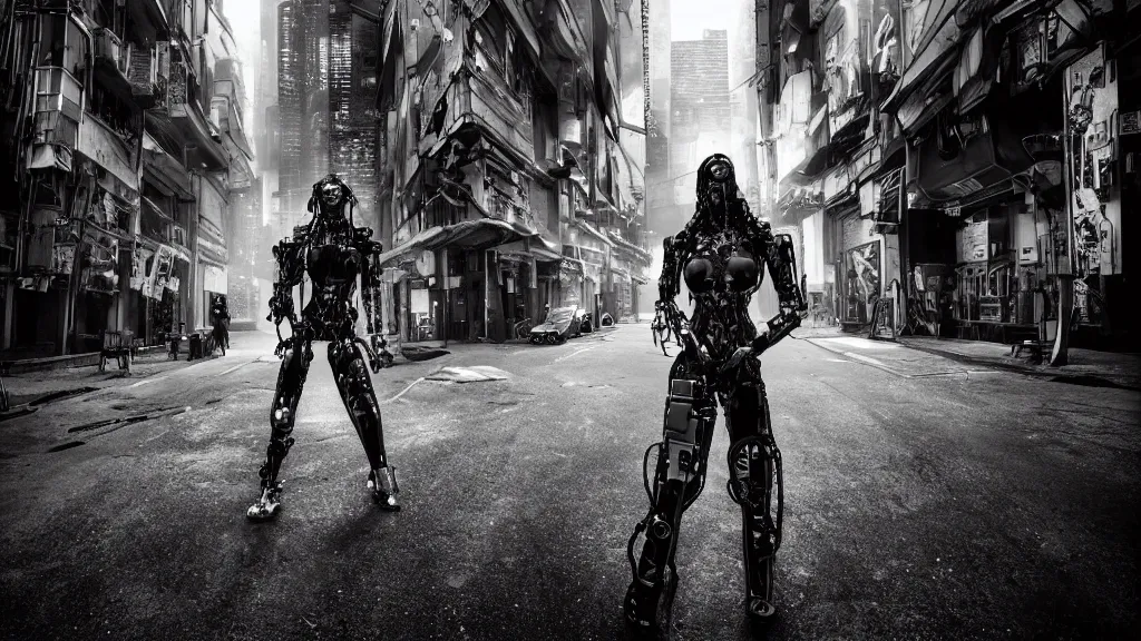 Image similar to Award winning photography of a cyberpunk bionic cyborg by David Yarrow