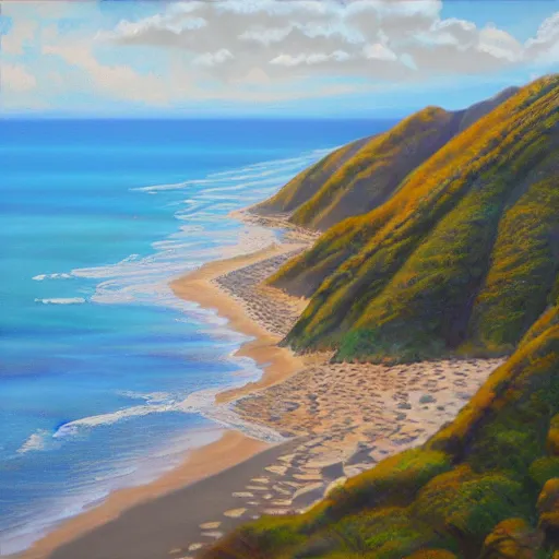 Image similar to golden bay new zealand, abel tasman, Lastreopsis hispida, colorful oil painting, trending on artstation