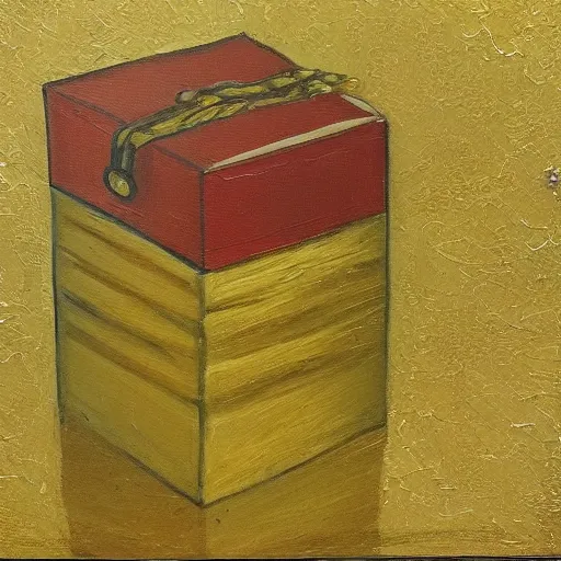 Prompt: a painting of golden box