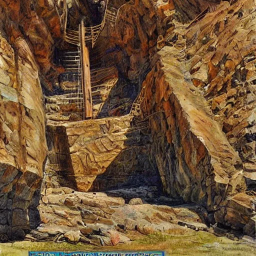 Prompt: old gold mine, art by james gurney, high details