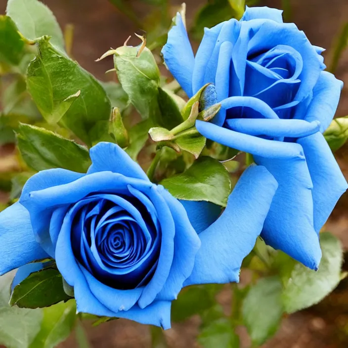 Image similar to a single beautiful long stemmed blue rose