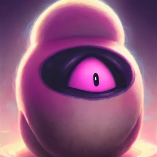 Prompt: hyper realistic, portrait of a mega derpy kirby from nintendo, smoking massive amounts of weed, by greg rutkowski, scott m fischer, artgerm, loish, slight glow, atmospheric, anne stokes, alexandros pyromallis