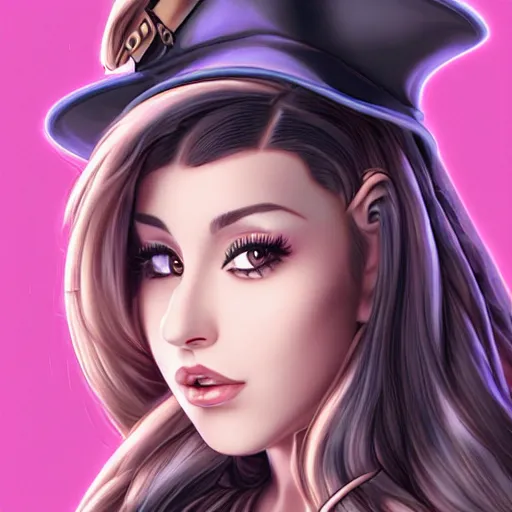 Image similar to portrait of ariana grande, steampunk blouse, vintage shading, by artgerm