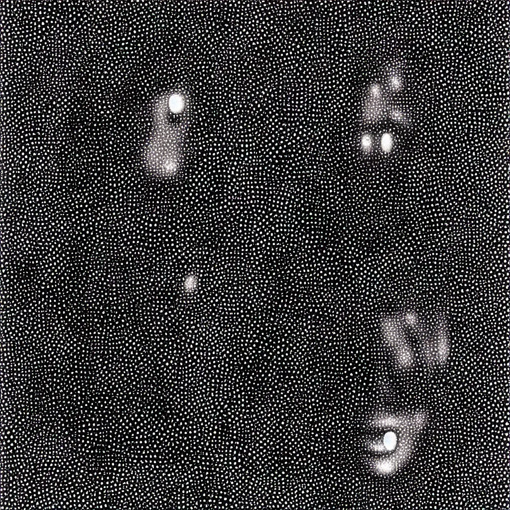 Image similar to face made out of planet, faceless people dark, dots, drip, stipple, pointillism, technical, abstract, minimal, style of francis bacon, asymmetry, pulled apart, cloak, hooded figure, made of dots, abstract, balaclava