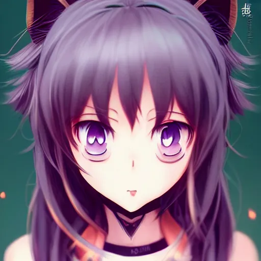 intrepid-fox675: Dark skin black anime girl with pastel purple fluffy wolf  ears