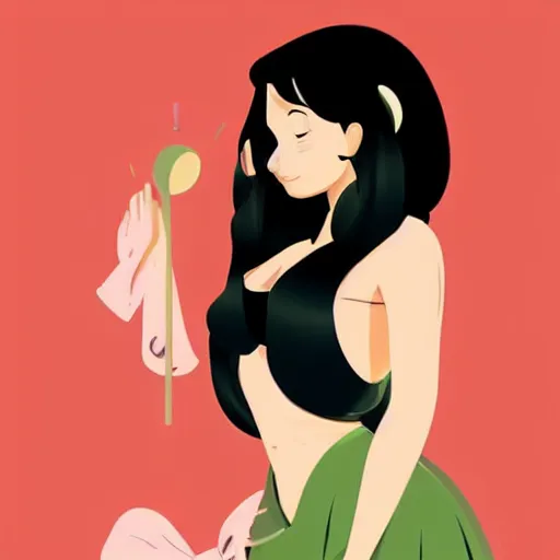 Prompt: beautiful curvy woman with long black hair, tanned skin. she is wearing a dress and mickey ears. detailed face. clean cel shaded vector art. shutterstock. behance hd by lois van baarle, artgerm, helen huang, by makoto shinkai and ilya kuvshinov, rossdraws, illustration,