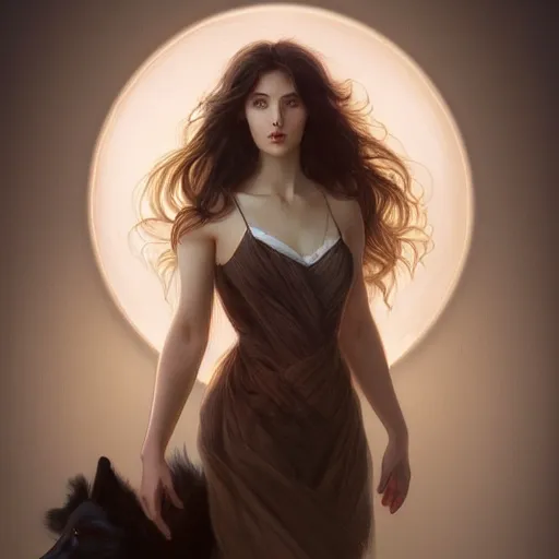 Image similar to a half woman half shetland sheepdog, elegant, highly detailed, digital painting, concept art, smooth, sharp focus, illustration, art by artgerm and greg rutkowski and alphonse mucha,artstation,deviantart,FAN ART,Unreal Engine,face enhance,8K,golden ratio,cinematic lighting H 704