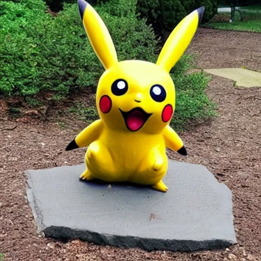 Prompt: Pikachu Sculpture made out of cobblestone