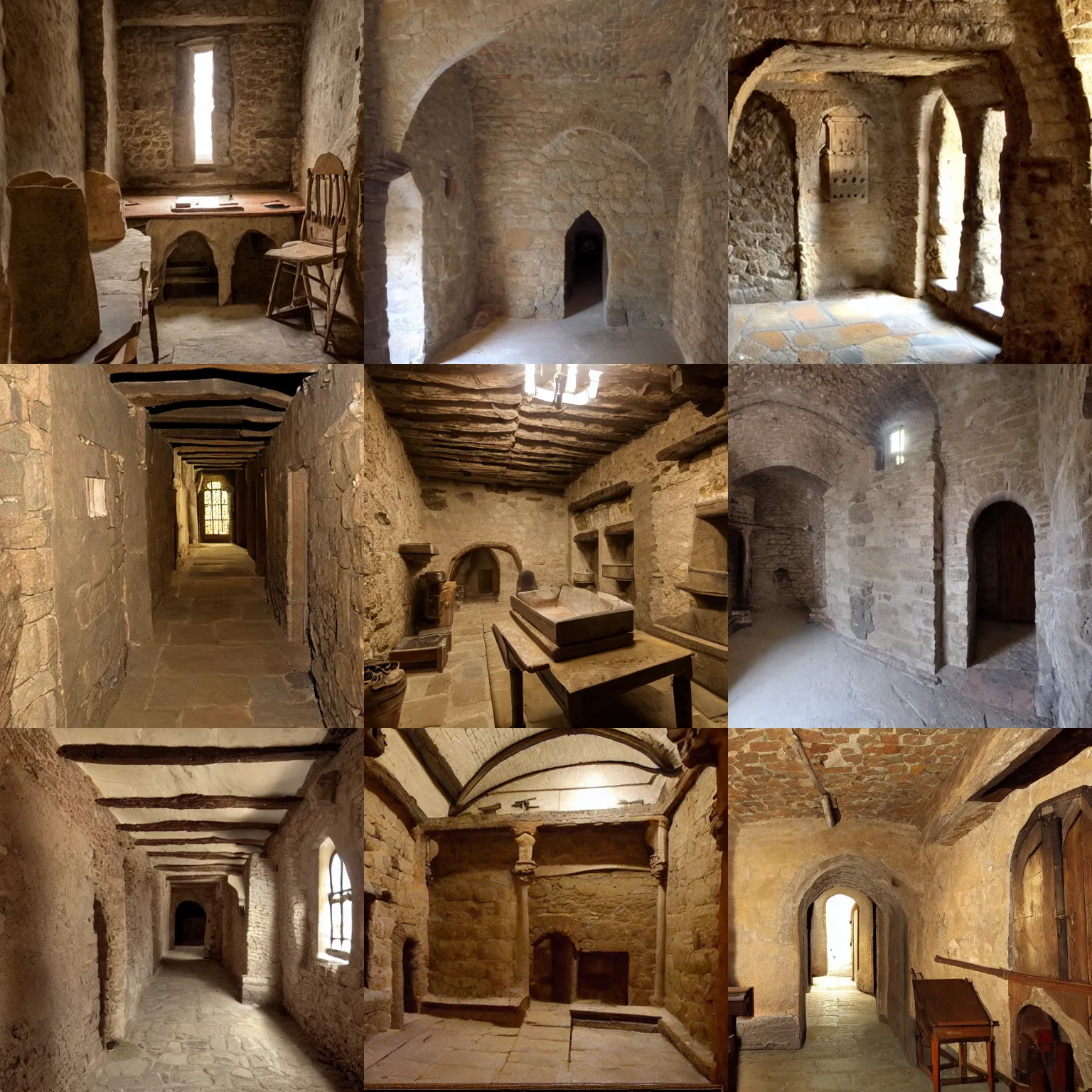 Prompt: medieval backrooms