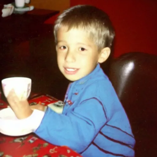 Image similar to anthony fauci as a young child drinking chinese tea