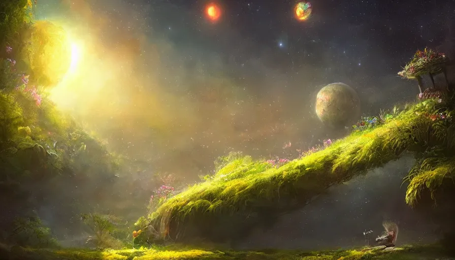 Image similar to the garden at the end of the universe, trippy, jessica rossier, art station