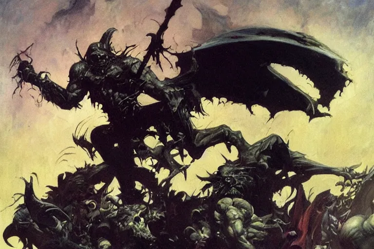 Image similar to death dealer, a painting by Frank Frazetta