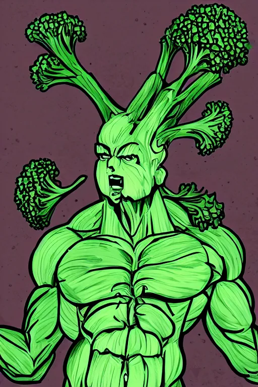 Image similar to ripped broccoli man, full body, human figure, highly detailed, digital art, sharp focus, trending on art station, anime art style