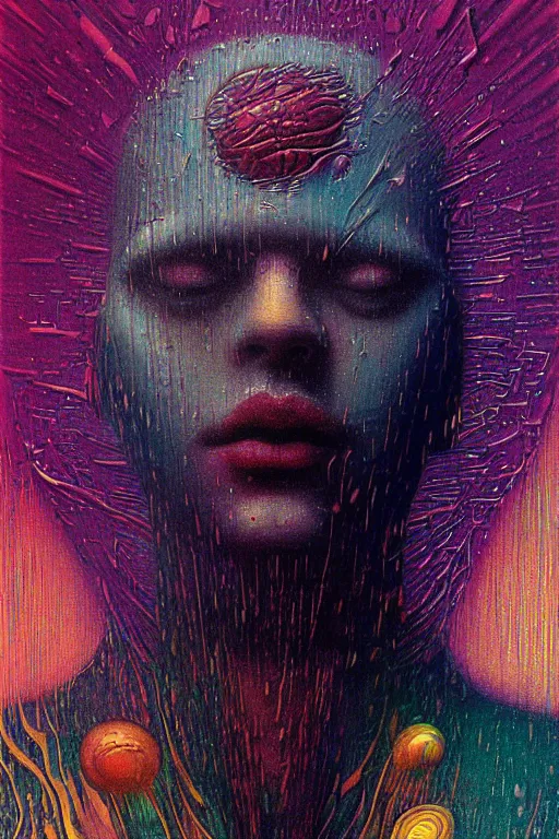 Image similar to 8 0 s art deco close up portait of antal rogan, rain like a dream oil painting curvalinear clothing cinematic dramatic cyberpunk textural fluid lines otherworldly vaporwave interesting details fantasy lut epic composition by basquiat zdzisław beksinski james jean artgerm rutkowski moebius francis bacon gustav klimt