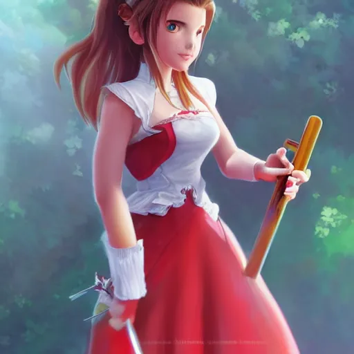 Image similar to aerith gainsborough by nick silva, ja mong, digital, trending artstation