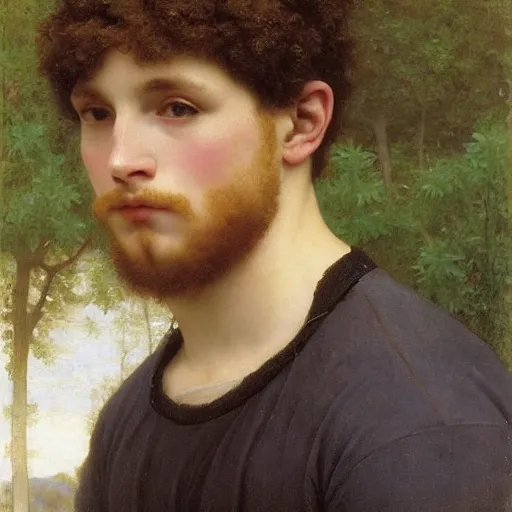 Image similar to pre - raphaelite athletic males wearing headset by bouguereau