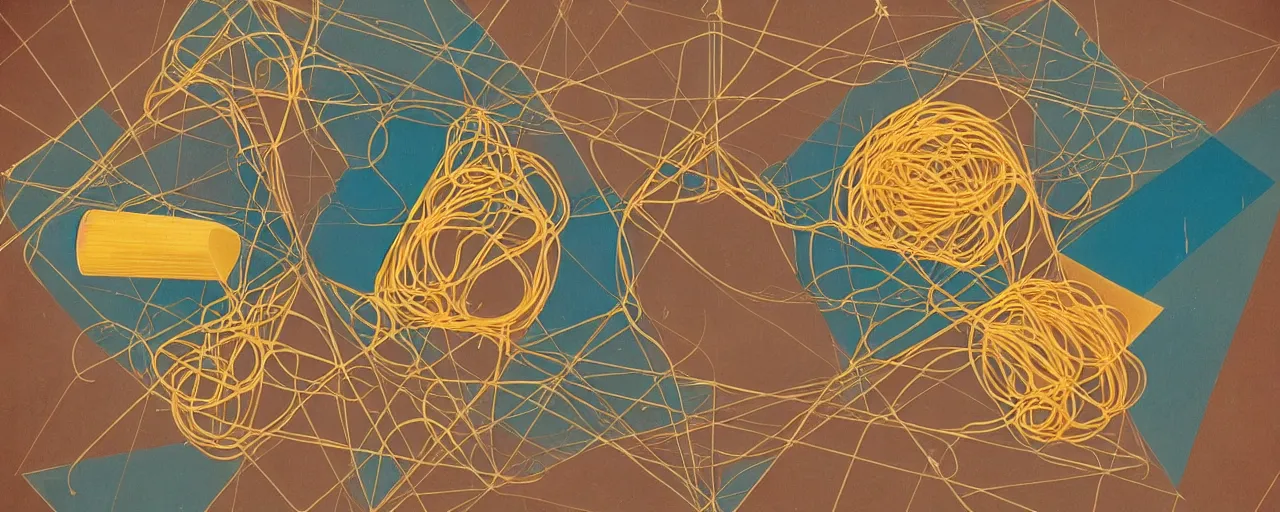 Prompt: euclid discovers geometry with spaghetti, greece, kodachrome, in the style of wes anderson, retro