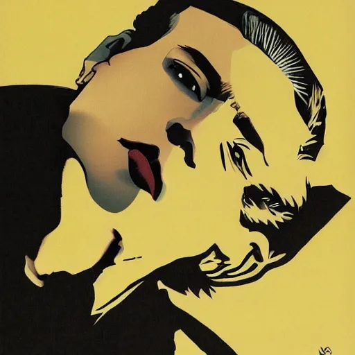 Image similar to portrait of glamorous yukio mishima, hanafuda vogue cover illustration by yoji shinkawa, james jean and stina persson