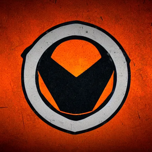 Image similar to Half Life 3 Logo, grainy, cracked, gradient, detailed, very detailed, heavily detailed, intricate details, intricately detailed, digital art, trending on artstation, 3D, studio quality lighting, dramatic lighting HD Quality, 4k resolution, 8k resolution, black background, Half Life 3 Logo is orange and is in the foreground, Realistic, Shiny Lighting, Shiny