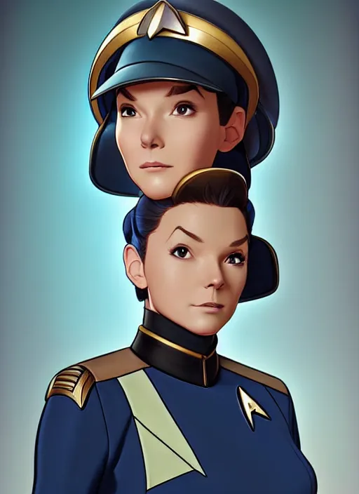 Prompt: cute star trek officer maraget rutherford, natural lighting, path traced, highly detailed, high quality, digital painting, by don bluth and ross tran and studio ghibli and alphonse mucha, artgerm