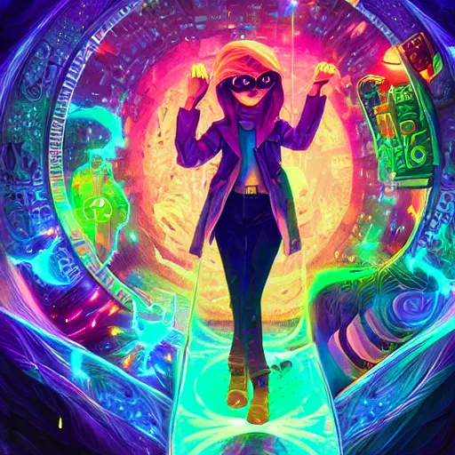 Image similar to skill magic geek inside matrix deepdream radiating a glowing aura stuff loot legends stylized digital illustration video game icon artstation lois van baarle, ilya kuvshinov, rossdraws,