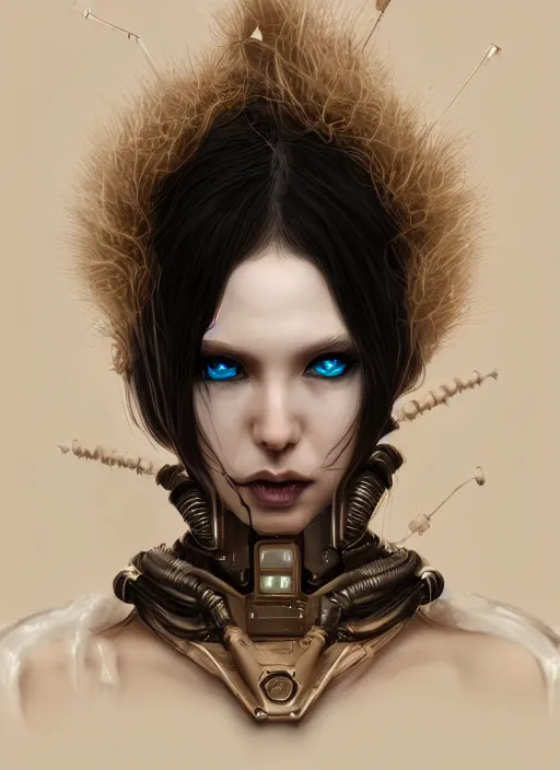 Image similar to soft lustrous ivory ebony biotech raver gutter punk gothic steampunk cyborg, golden ratio, details, scifi, fantasy, cyberpunk, intricate, decadent, highly detailed, digital painting, octane render, artstation, concept art, smooth, sharp focus, illustration, art by artgerm, loish, wlop