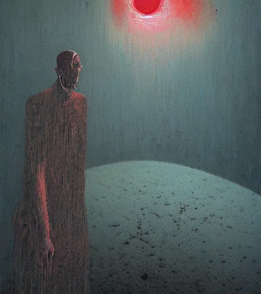 Image similar to A painting of Niziolowski in a style of Beksinski.