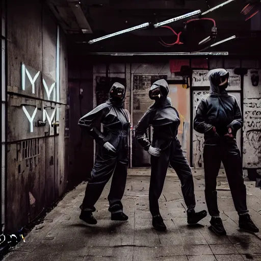 Prompt: photograph of retro techwear people loitering in the back of a busy rundown nightclub, retrofuturism, brutalism, cyberpunk, sigma 85mm f/1.4, 35mm, 4k, depth of field, high resolution, 4k, 8k, hd, highly detailed, full color