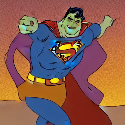 Prompt: Superman vs Shrek in a desert