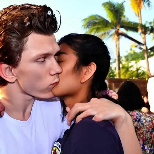 Image similar to Tom Holland kissing a Filipina college girl