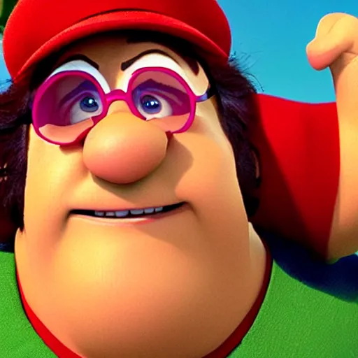 Image similar to a screenshot of Danny Devito as a 3D render animated Disney pixar animation character in Up (2009)