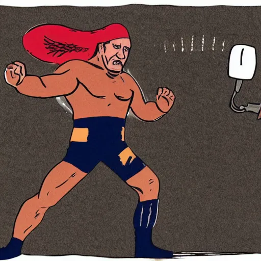 Image similar to illustration of putin as a wrestler